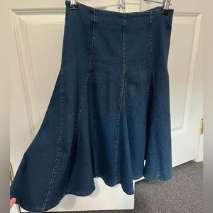 Women’s jean panel knee length skirt. Size 2.